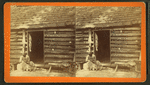 An hour's hunting. [Woman checking a girl's head for lice in front of cabin.]