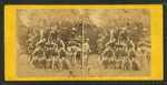 Gymnastic field sports of the gallant 7th. A four story pile of men.
