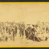 Scene in Ft. Totten, near Washington. Aiming and working the great guns.