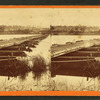 Pontoon on James River, above Jones' Landing, north side, 68 boats, Sutlers' schooners in the distance.