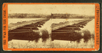 Pontoon on James River, above Jones' Landing, north side, 68 boats, Sutlers' schooners in the distance.