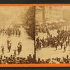 Sherman's Grand Army. Looking up Pennsylvania Ave. from the Treasury buildings, Maj. Gen Logan and staff and Army of Tennessee passing in review.