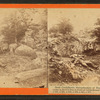 Dead Confederate sharpshooters of Hood's Division among the rocks in Devil's Den in front of Little Round Top.