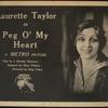 Laurette Taylor in Peg o’ my heart, a Metro picture.