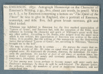 Emerson: An Appreciation. Holograph draft, unsigned, c. 1854.