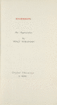 Emerson: An Appreciation. Holograph draft, unsigned, c. 1854.