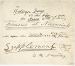 "or Halcyon days." Holograph draft for title page, undated, unsigned.