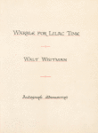 "Warble for Lilac Time." Holograph poem, undated.
