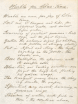 "Warble for Lilac Time." Holograph poem, undated.