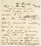 "What is this terrible suggestion." Holograph note fragment. Unsigned, undated.