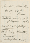 [Ms. leaf recto] Jonathan Haertter Co. A. 50th Penn. ...