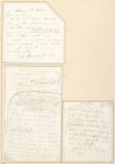 Albion F Hubbard, April 7th, & Armory, now Ward E [Entire leaf, showing the rectos of the three Whitman manuscripts; mounted on the larger leaf—two stacked one above the other and the third at lower right.]
