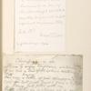 Entire leaf in the Whitmaniana scrapbook, showing Anne Traubel's letter to Oscar Lion mounted above Champagne in ice