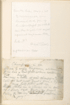 Entire leaf in the Whitmaniana scrapbook, showing Anne Traubel's letter to Oscar Lion mounted above Champagne in ice