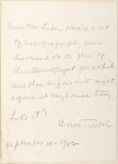 Anne Traubel. Autograph letter to Oscar Lion, September 14, 1942. Ms. leaf recto