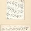 Writing letters by the bed-side &  in Armory Ward C [Entire leaf, showing the rectos of the two Whitman manuscripts, mounted on the larger leaf one above the other.]