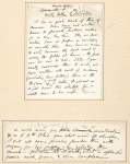 Writing letters by the bed-side &  in Armory Ward C [Entire leaf, showing the rectos of the two Whitman manuscripts, mounted on the larger leaf one above the other.]