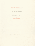 Custom title page WALT WHITMAN: "In vain the Mastadon." Earliest Draft of a Canto for Songs of Myself. Original Holograph Manuscript, 1855.