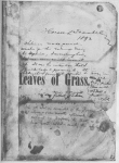 Front paper cover, with manuscript notes of Walt Whitman and Horace Traubel.