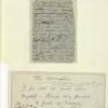 Leaf mounted with two holograph manuscripts written on two scraps of paper