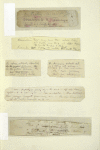 Leaf mounted with six holograph manuscripts written on six scraps of paper