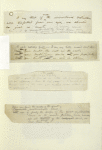 Leaf mounted with four holograph manuscripts written on four scraps of paper