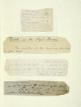 Leaf mounted with four holograph manuscripts written on four scraps of paper
