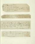 Leaf mounted with four holograph manuscripts written on four scraps of paper
