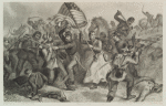 A woman in battle - 'Michigan Bridget' carrying the flag