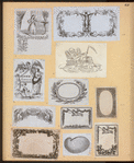 Pages with decorative borders featuring classical scrolling foliage, trees, angels, children, and other devices.