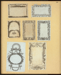 Pages with decorative borders featuring scrolling foliage, cartouches, floral garlands, and acanthus leaves.