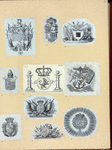 Heraldic shields and devices.