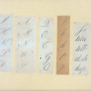 Engraved lettering examples in cursive script.