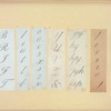 Engraved lettering examples in cursive script.