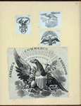 Commercial and patriotic imagery featuring eagles and shields.