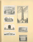 Various buildings and a monument to Washington.