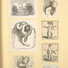 Illustrations of women's anatomy; conjoined twins, and a church.