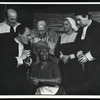 E.G. Marshall [lower left], Jacqueline Andre [center, as Tituba], Walter Hampden [right], and unidentified others in the stage production The Crucible