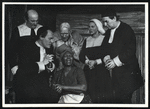 E.G. Marshall [lower left], Jacqueline Andre [center, as Tituba], Walter Hampden [right], and unidentified others in the stage production The Crucible