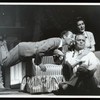 Ray Walston, Robert Shafer and Shannon Bolin in the stage production Damn Yankees