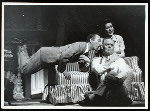 Ray Walston, Robert Shafer and Shannon Bolin in the stage production Damn Yankees