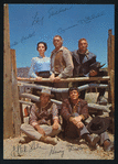 Leif Erickson, Linda Cristal, Henry Darrow, Cameron Mitchell and Mark Slade in the television program The High Chaparral