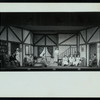 Jim Courtney, Shirley Sawyer, Norman Roland, Evelyn Seibold, Enid Ashton, Kathyrn Osterman, Hal Currier, Lythe Orne DeJon, and Dean Dillman in a scene from a 1949 Bar Harbor Playhouse production of Hay Fever, by Noël Coward