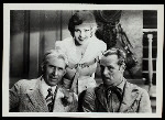 Zane Grey, Sally Blane and Jack Holt during production of the motion picture The Vanishing Pioneer