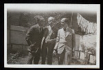 Harry Houdini, Dr. A. M. Wilson, and Dr. Shirley Quimby in Houdini's backyard