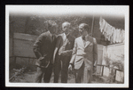 Harry Houdini, Dr. A. M. Wilson, and Dr. Shirley Quimby in Houdini's backyard