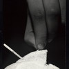 Styrofoam head of a hand puppet under construction