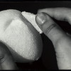 Styrofoam head of a hand puppet under construction