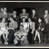 In rehearsal for the musical Me and Juliet, L to R (standing): George Abbott (direction), Richard Rodgers (music), Oscar Hammerstein II (lyrics), Robert Alton (choreography) and Jo Mielziner (set design); L to R (seated): Joan McCracken (Betty Loraine), Ray Walston (Mac), Mark Dawson (Bob), Isabel Bigley (Jeanie), Bill Hayes (Larry), Irene Sharaff (costumes) and Jackie Kelk (Herbie)