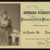 Advertisement for photographer Edward Bierstadt, featuring Ellen Terry as Beatrice in Much Ado About Nothing